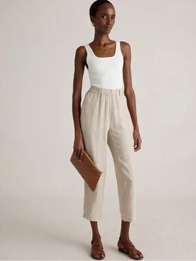 Quince 100% European Linen Wide Leg Pull on Pants Size Small Coastal Breathable